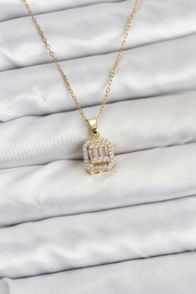316L Çelik Zincir Gold Renk Baget Model Kadın Kolye - TJ-BKO10763