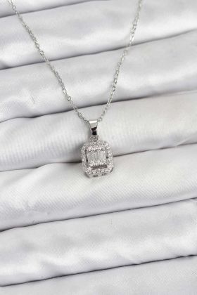 316L Çelik Zincir Gümüş Renk Baget Model Kadın Kolye - TJ-BKO10764