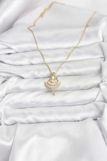 316L Çelik Zincir Gold Renk Balerin Model Kadın Kolye - TJ-BKO10775