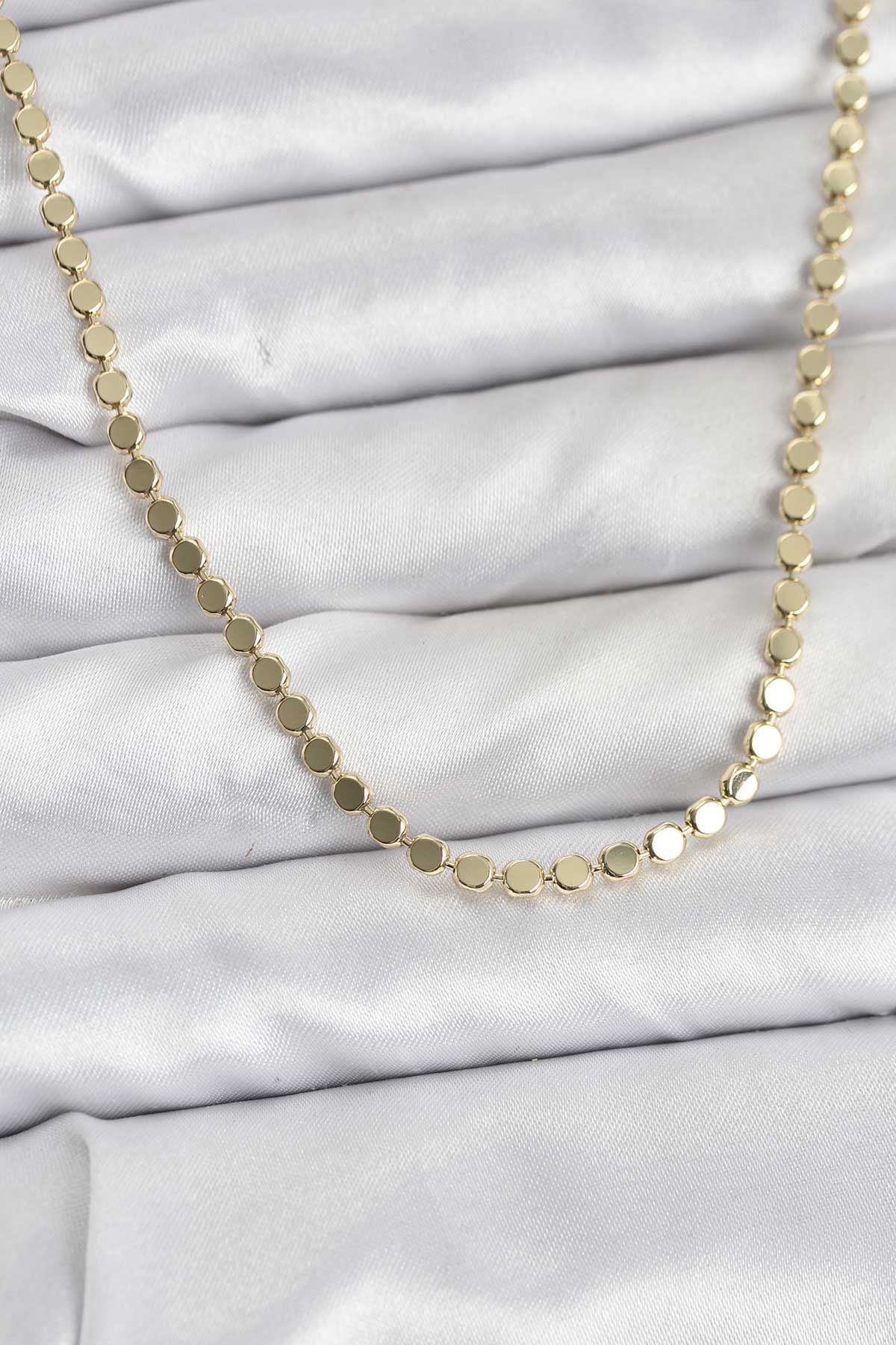 316L Çelik Zincir Gold Renk Ezme Zincir Model  45 cm Kadın Kolye - TJ-BKO10777