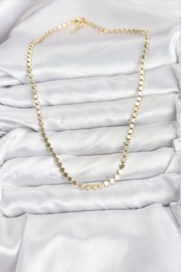 316L Çelik Zincir Gold Renk Ezme Zincir Model  45 cm Kadın Kolye - TJ-BKO10777