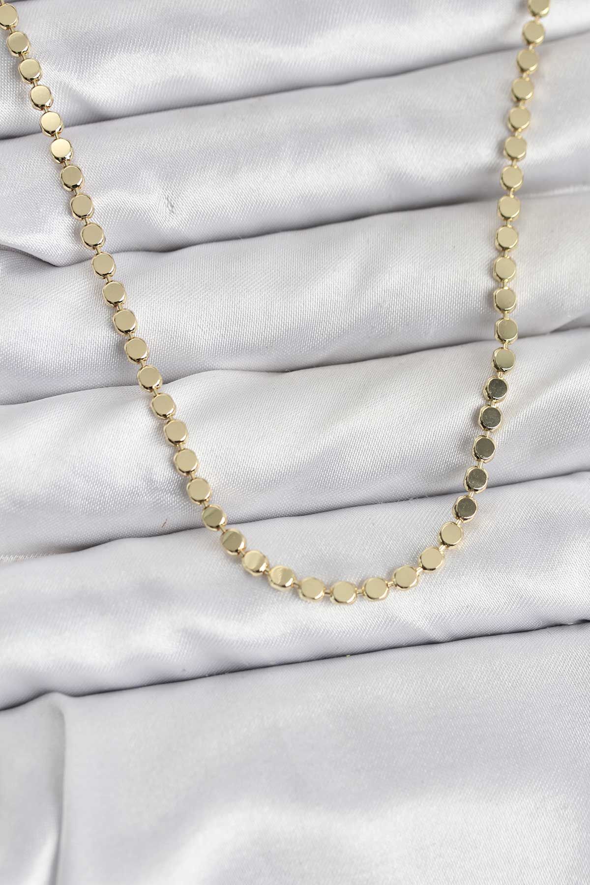 316L Çelik Zincir Gold Renk Ezme Zincir Model 65 cm Kadın Kolye - TJ-BKO10778