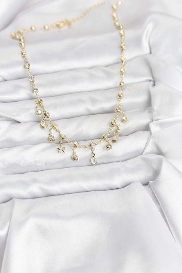 316L Çelik Zincir Gold Renk Kolye - TJ-BKO10784