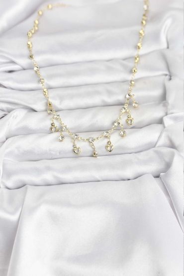 316L Çelik Zincir Gold Renk Zirkon Taşlı Kadın Kolye - TJ-BKO10785