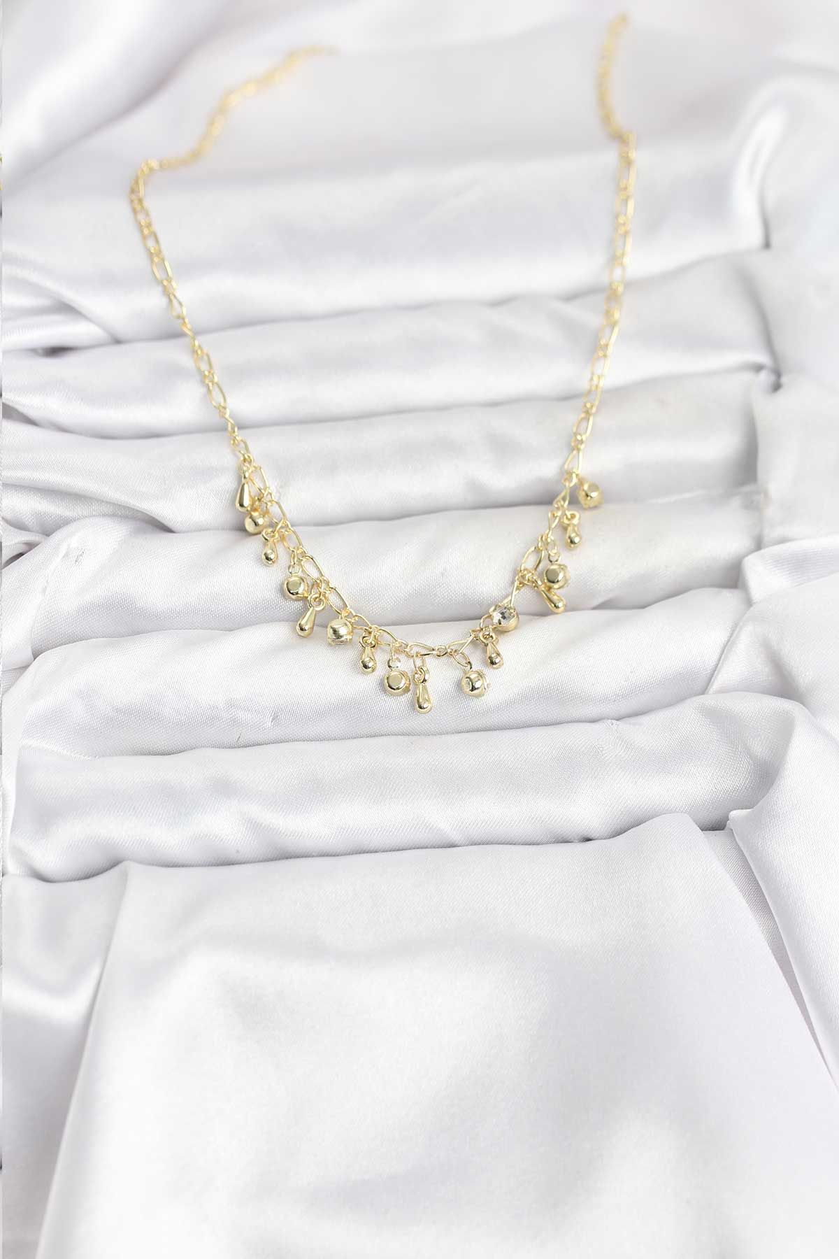 316L Çelik Zincir Gold Renk Kadın Kolye - TJ-BKO10786