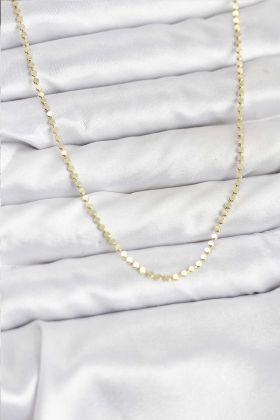 316L Çelik Gold Renk İnce Ezme Zincir Kadın Kolye - TJ-BKO10791