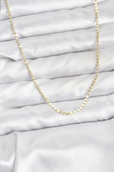 316L Çelik Gold Renk İnce Ezme Zincir Kadın Kolye - TJ-BKO10791