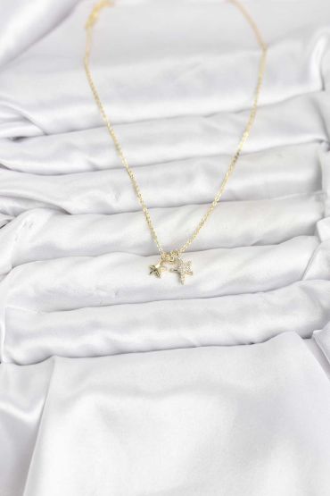 Pirinç Gold Renk Yıldız Minimal Kadın Kolye - TJ-BKO10797
