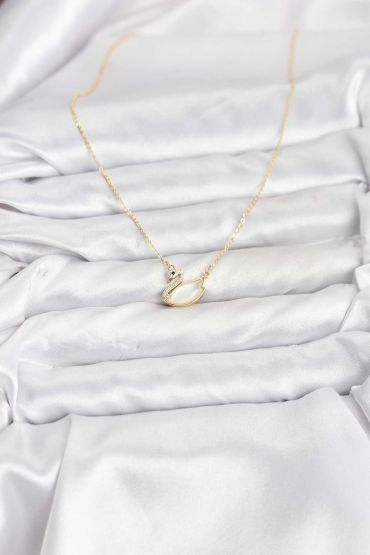 Pirinç Gold Renk Kuğu Model Kadın Kolye - TJ-BKO10798