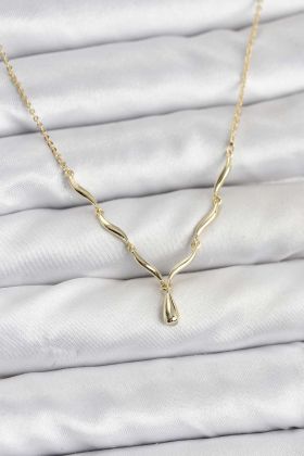 Pirinç Gold Renk Damla Model Kadın Kolye - TJ-BKO10800