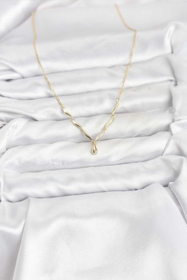 Pirinç Gold Renk Damla Model Kadın Kolye - TJ-BKO10800