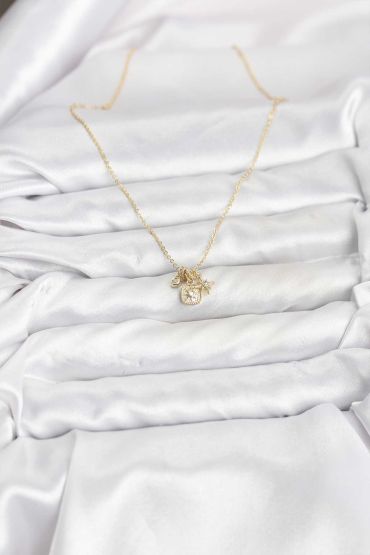 Pirinç Gold Renk Minimal Charmlı Kadın Kolye - TJ-BKO10803