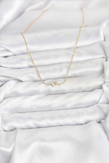 Pirinç Gold Renk Düğüm Kalp Model Kadın Kolye - TJ-BKO10807