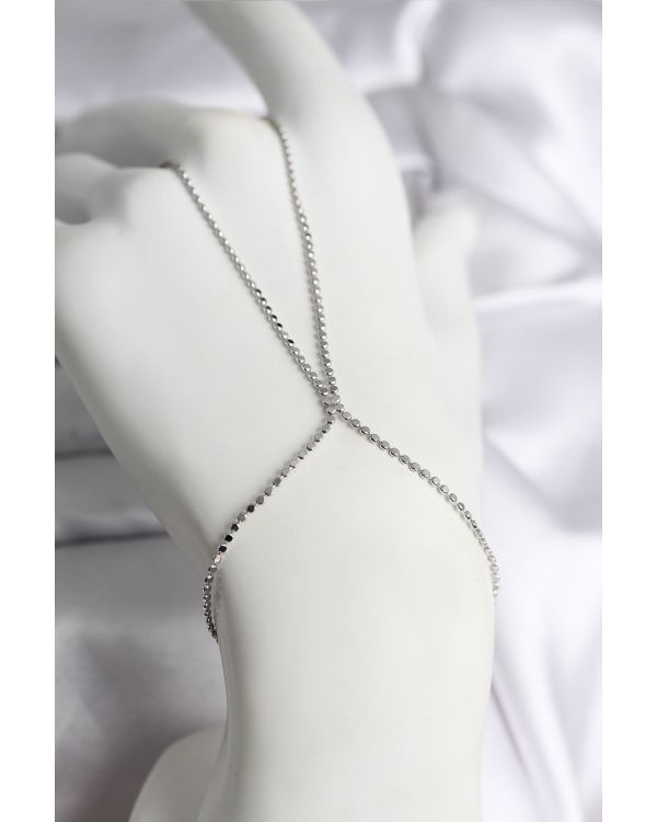 316L Çelik Gümüş Renk Ezme Zincir Model Kadın Şahmeran - TJ-SN731