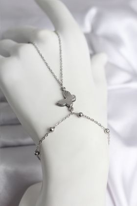 316L Çelik Gümüş Renk Kelebek Model Kadın Şahmeran - TJ-SN733