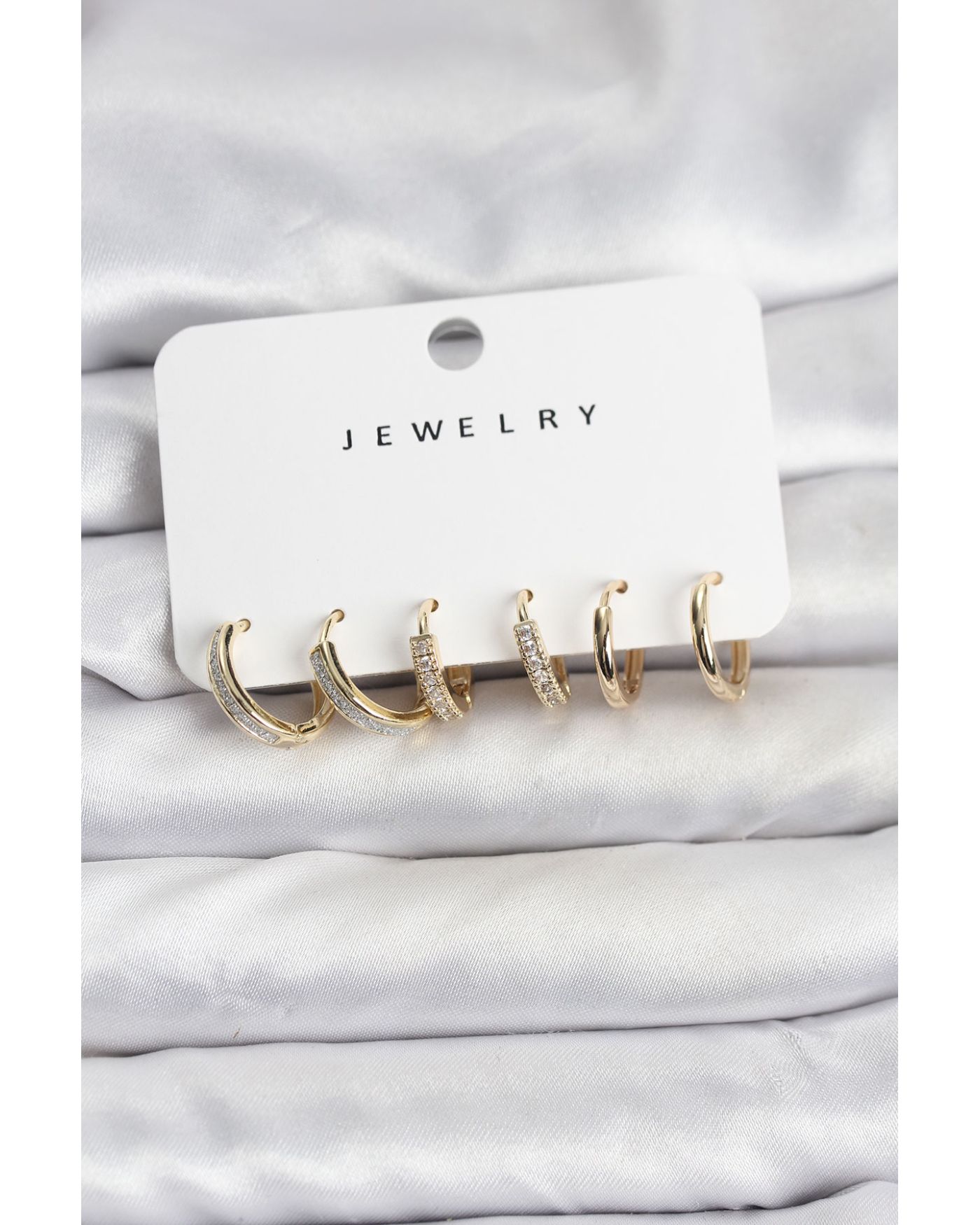 Zirkon Taşlı Gold Renk Pirinç Kadın Küpe Seti - TJ-BKP11481