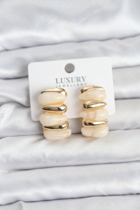 Krem Renk Pirinç Vintage Kadın Küpe - TJ-BKP11492