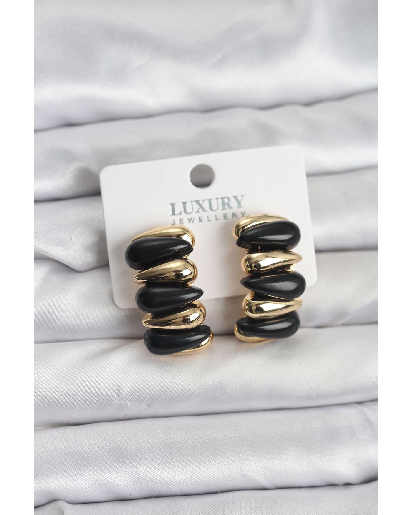 Siyah Renk Pirinç Vintage Kadın Küpe - TJ-BKP11493