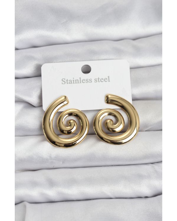 316L Çelik Gold Renk Sarmal Modelli Kadın Küpe - TJ-BKP11508