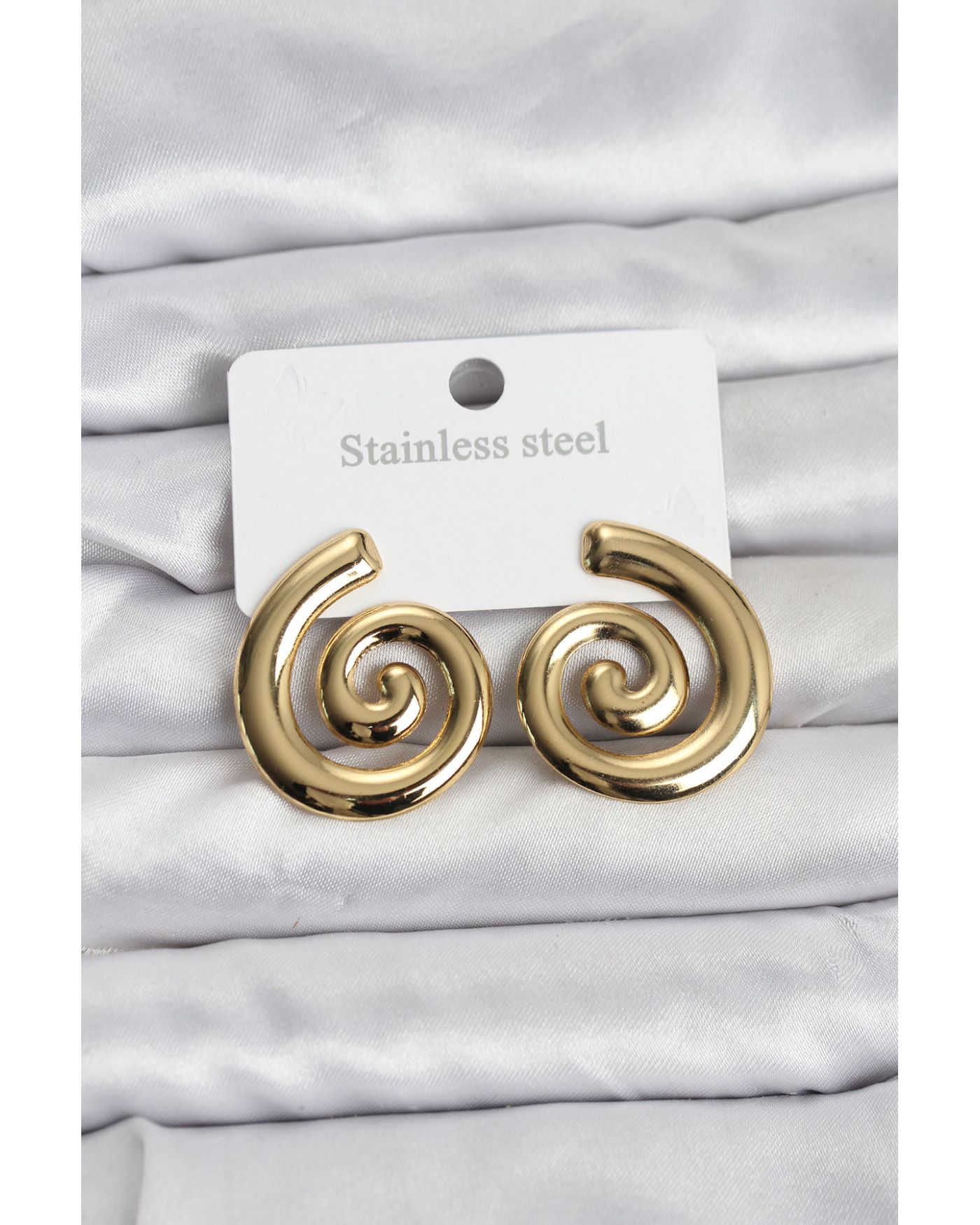 316L Çelik Gold Renk Sarmal Modelli Kadın Küpe - TJ-BKP11508