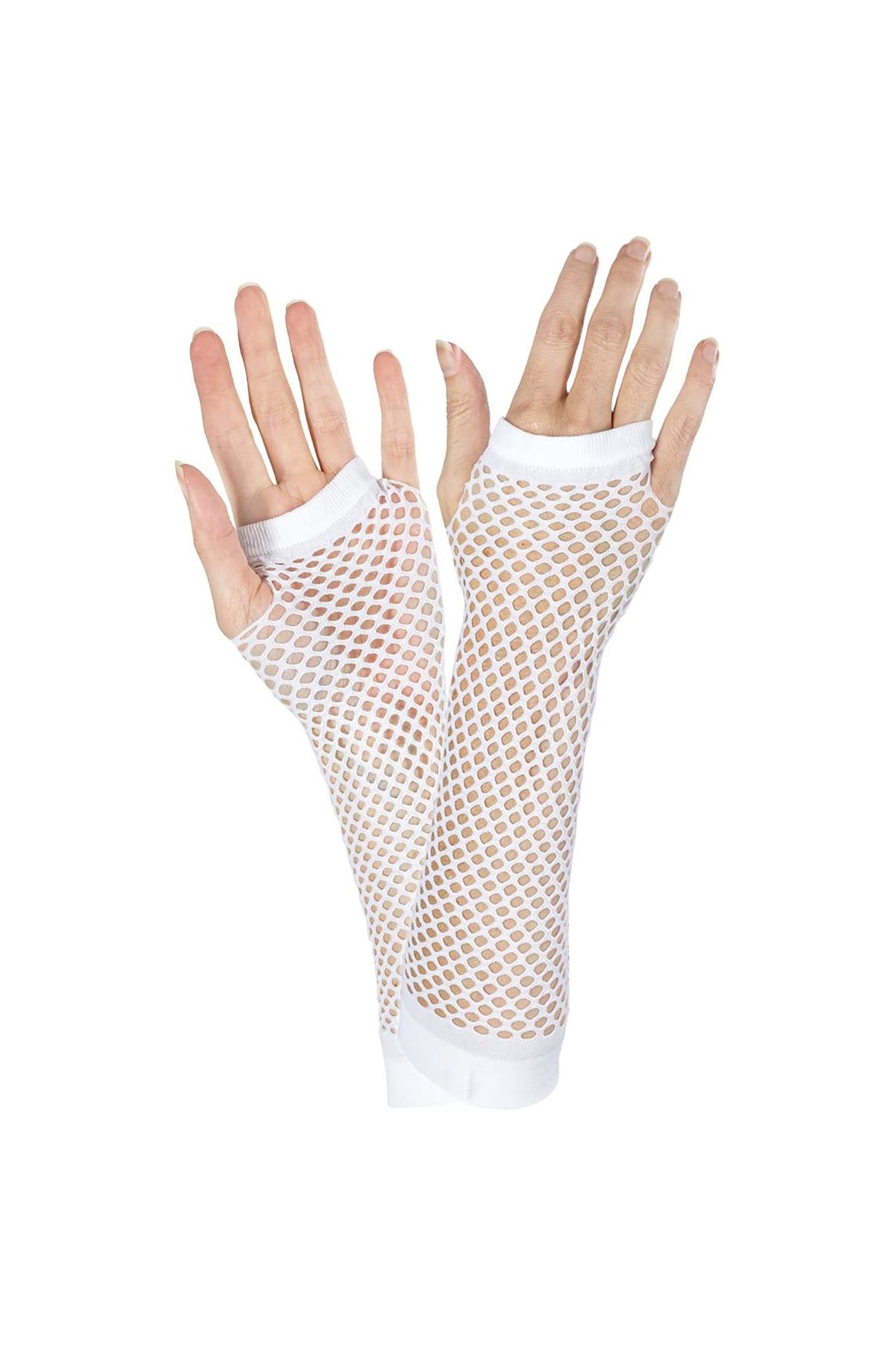 Uzun File Örgü Eldiven Beyaz Renk