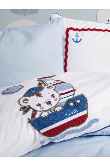 Punch Nakışlı Bebek Nev Takımı Miniyo Mavi