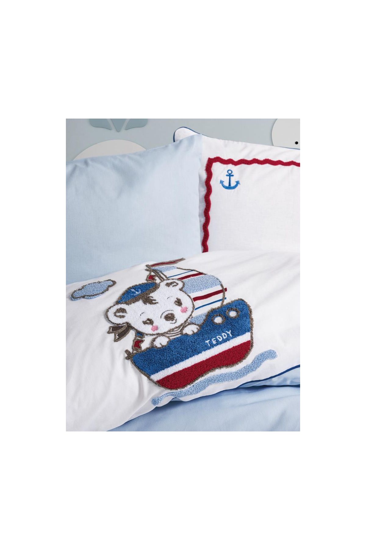 Punch Nakışlı Bebek Nev Takımı Miniyo Mavi