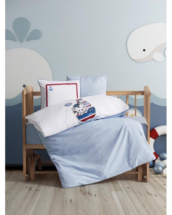 Punch Nakışlı Bebek Nev Takımı Miniyo Mavi