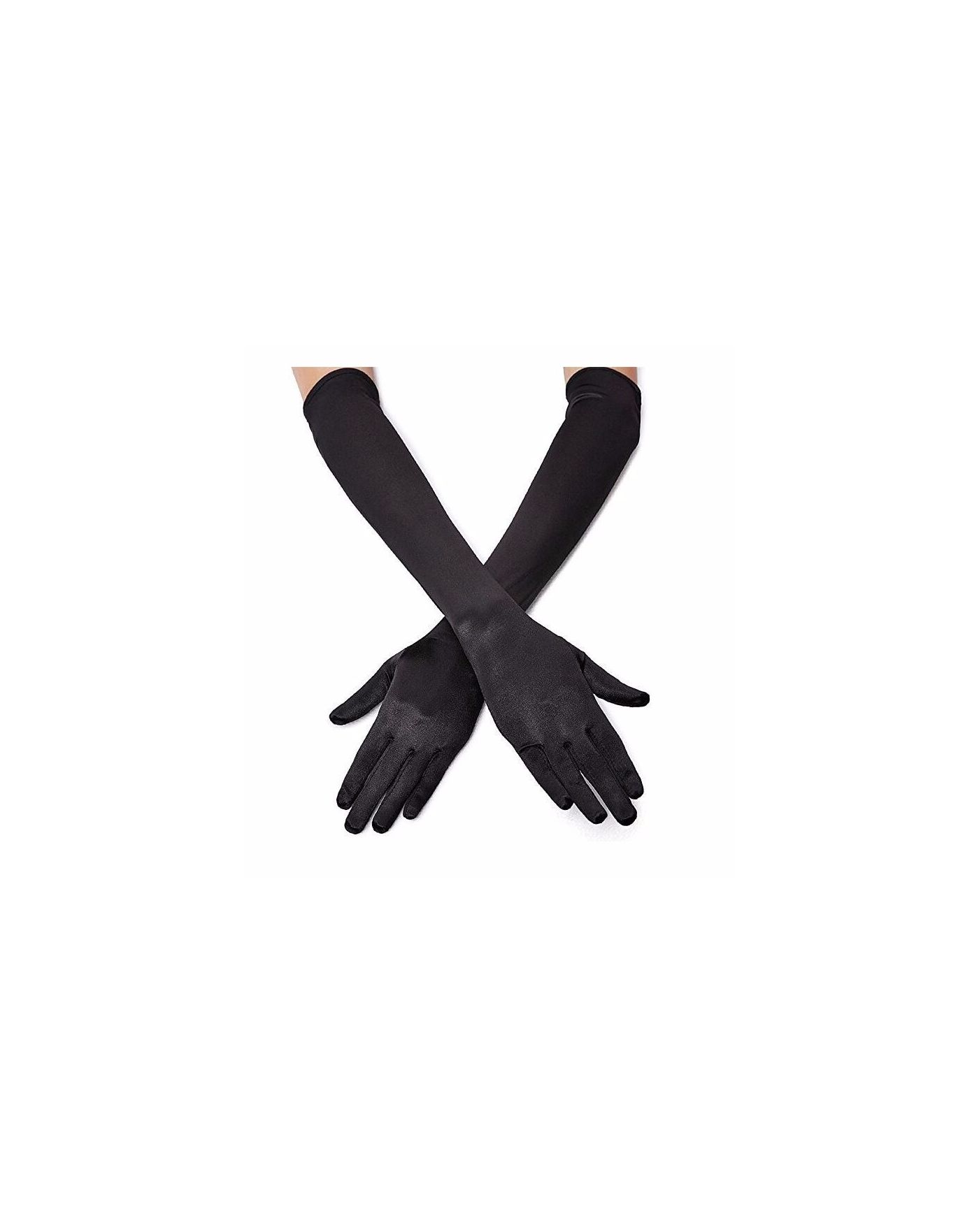 Siyah Renk Likralı Dirseğe Kadar Uzun Kumaş Eldiven 40 cm