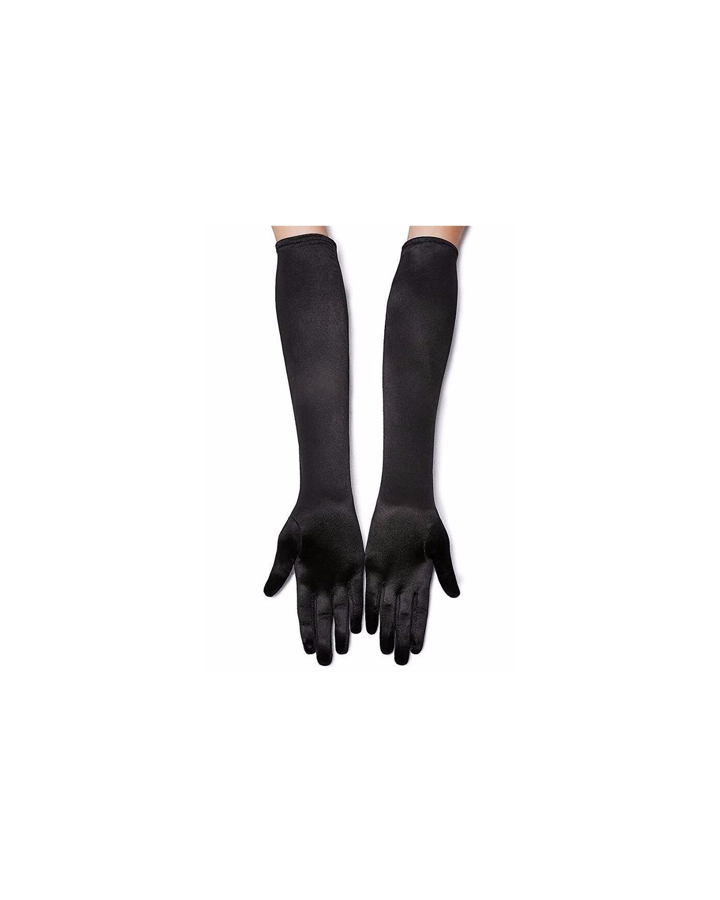 Siyah Renk Likralı Dirseğe Kadar Uzun Kumaş Eldiven 40 cm