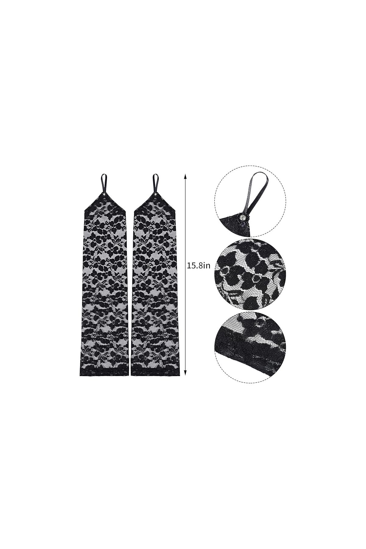 Parmak Askılı Zarif Gece Şıklığı Dantel Eldiven 40 cm