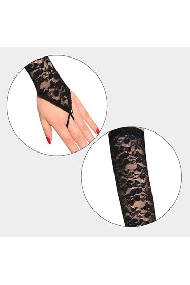 Parmak Askılı Zarif Gece Şıklığı Dantel Eldiven 40 cm