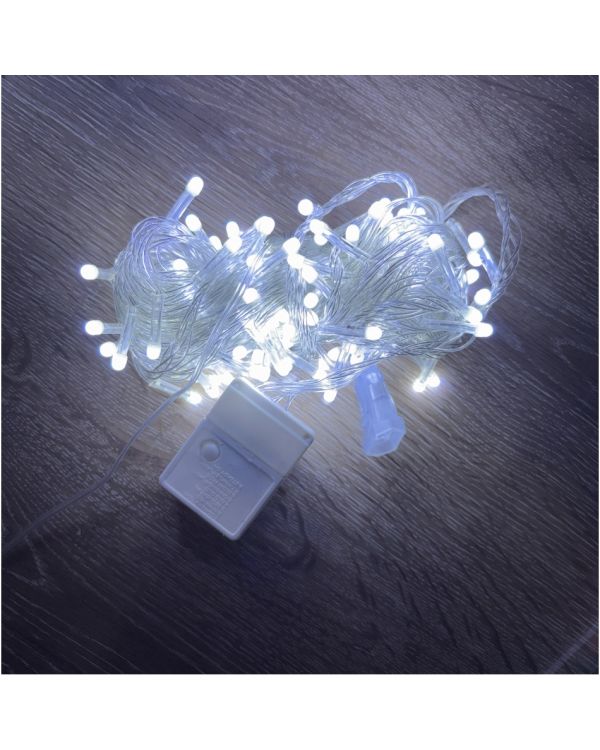 10 M 100 Led Damla Uçlu Beyaz Işık Şeffaf Kablo MZ-17-1