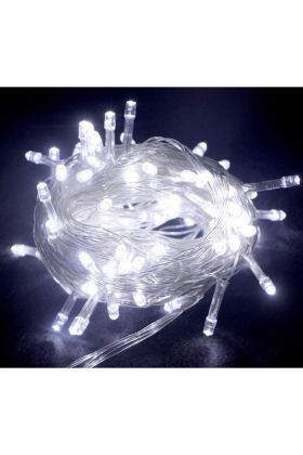 10 M 100 Led Boncuk Lamba Beyaz Işık Şeffaf Kablo MZ-18-11