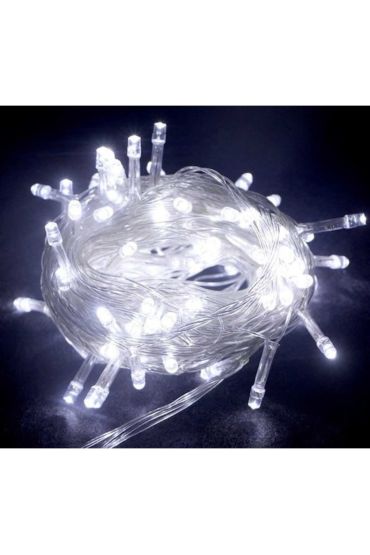 10 M 100 Led Boncuk Lamba Beyaz Işık Şeffaf Kablo MZ-18-11