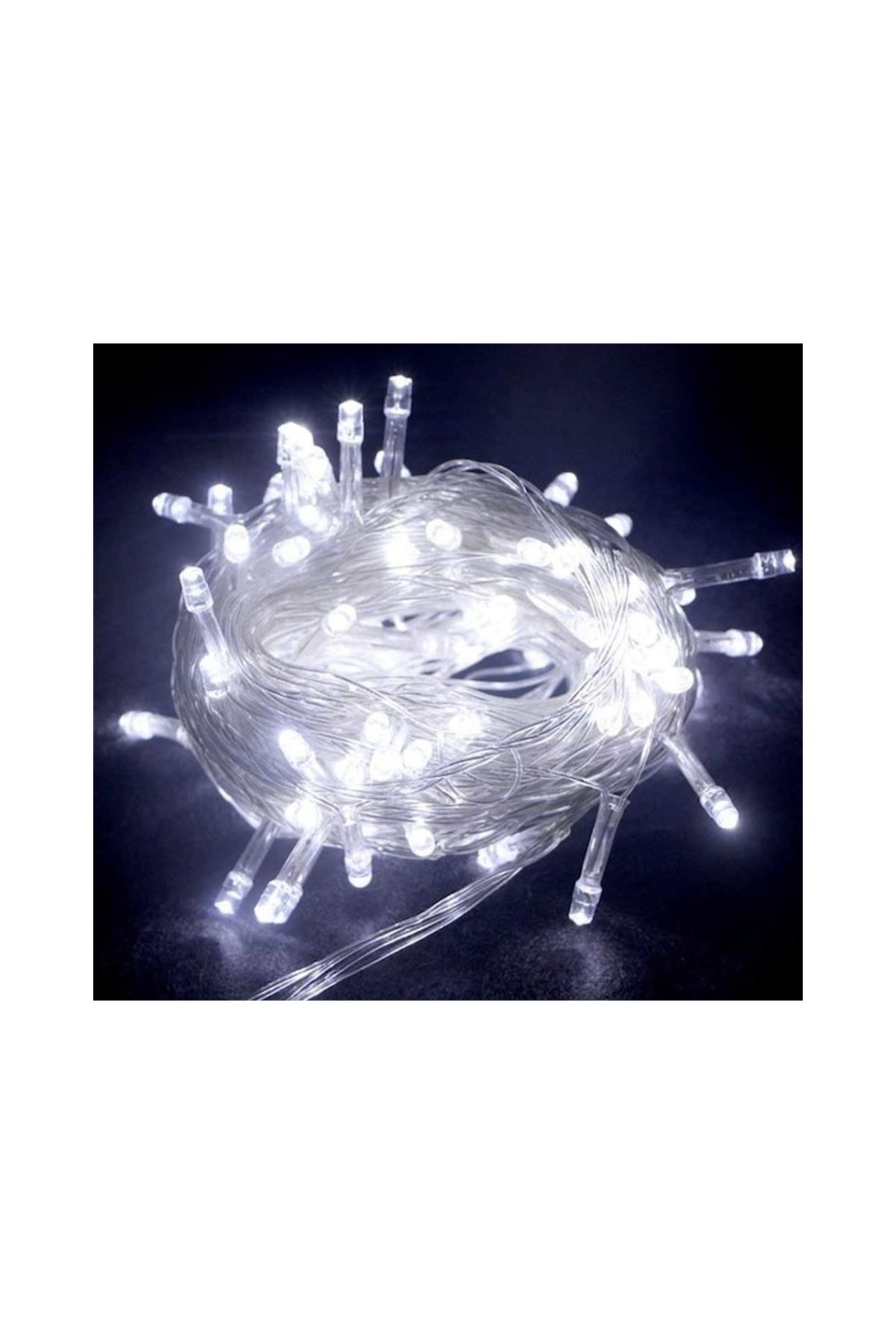10 M 100 Led Boncuk Lamba Beyaz Işık Şeffaf Kablo MZ-18-11
