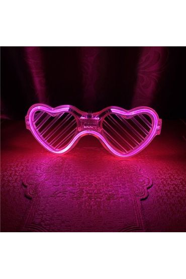 Pembe LED Işıklı Kalp Gözlük – 3 Modlu Parti & Glow Gözlüğü