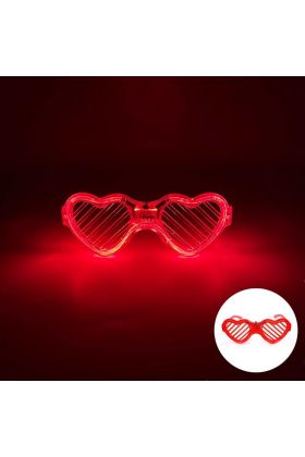 Kırmızı LED Işıklı Kalp Gözlük – 3 Modlu Parti & Glow Gözlüğü