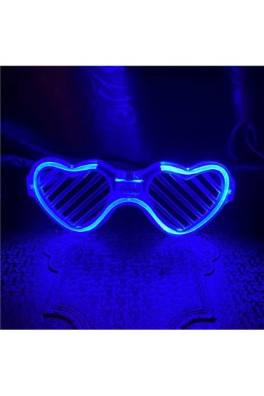 Mavi LED Işıklı Kalp Gözlük – 3 Modlu Parti & Glow Gözlüğü