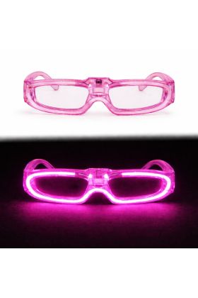 Pembe LED Işıklı Parti Gözlüğü 3 Modlu – Glow & Gece Eğlence Gözlüğü