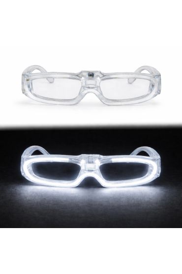 Beyaz LED Işıklı Parti Gözlüğü 3 Modlu – Glow & Gece Eğlence Gözlüğü