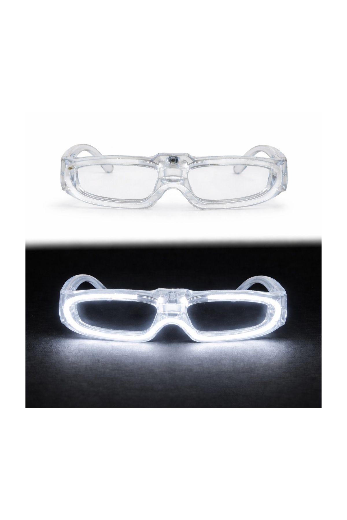 Beyaz LED Işıklı Parti Gözlüğü 3 Modlu – Glow & Gece Eğlence Gözlüğü