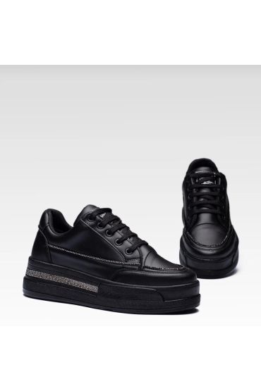 Kadın Yüksek Taban Rahat Şık Günlük  Spor Ayakkabı Siyah Renk