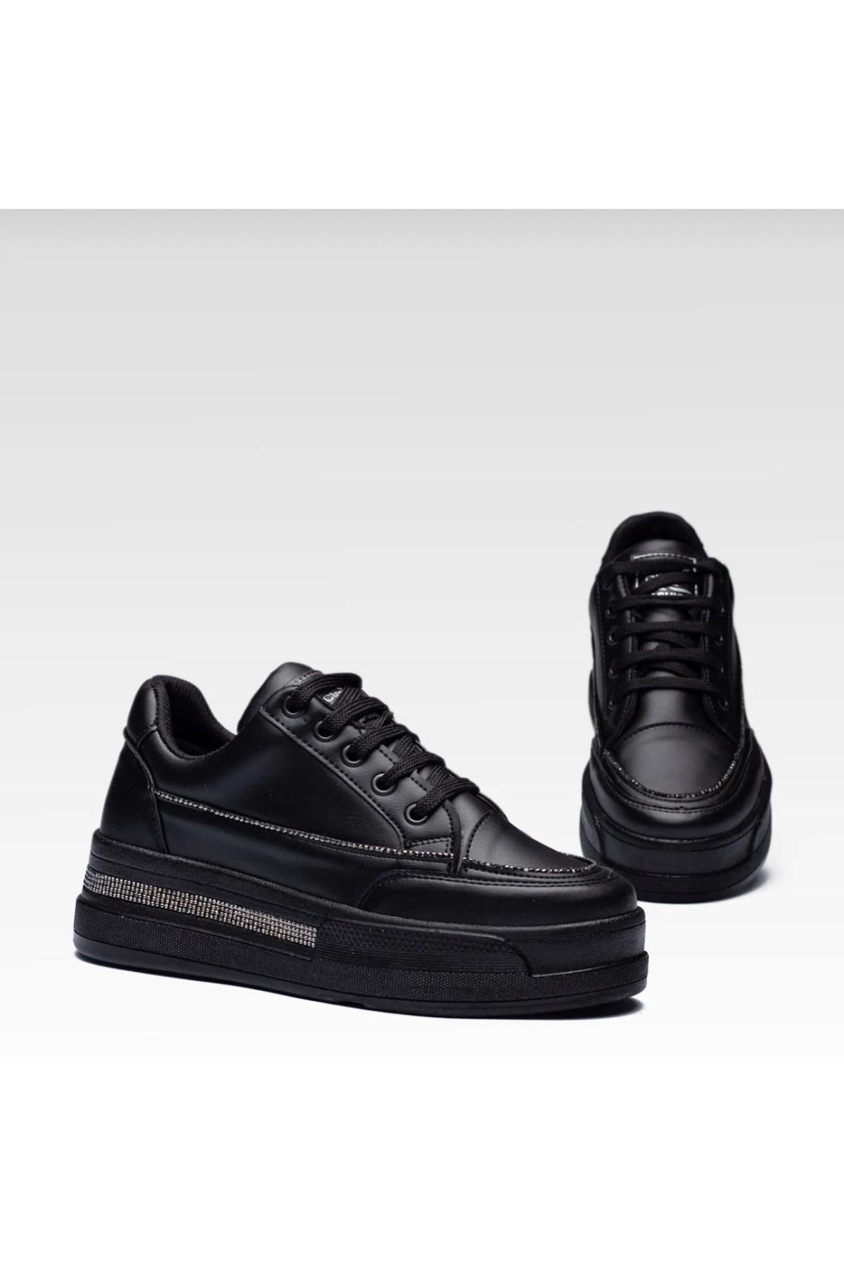 Kadın Yüksek Taban Rahat Şık Günlük  Spor Ayakkabı Siyah Renk
