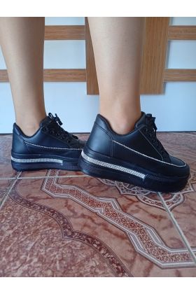 Kadın Yüksek Taban Rahat Şık Günlük  Spor Ayakkabı Siyah Renk