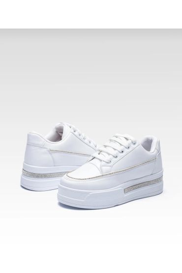 Kadın Yüksek Taban Rahat Şık Günlük Spor Ayakkabı Beyaz Renk