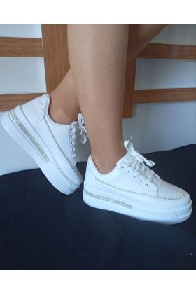 Kadın Yüksek Taban Rahat Şık Günlük Spor Ayakkabı Beyaz Renk