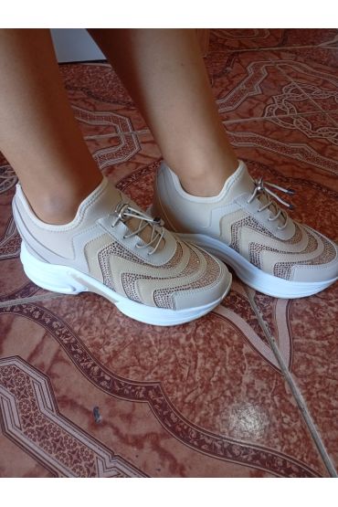 Kadın Yüksek Taban Rahat Şık Günlük Spor Ayakkabı Bej Renk