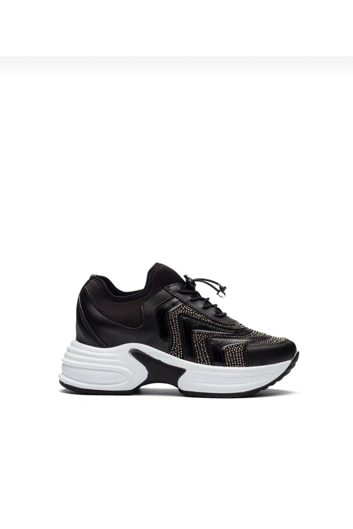 Kadın Yüksek Taban Rahat Şık Günlük Spor Ayakkabı Siyah Renk