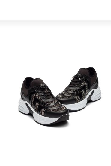 Kadın Yüksek Taban Rahat Şık Günlük Spor Ayakkabı Siyah Renk